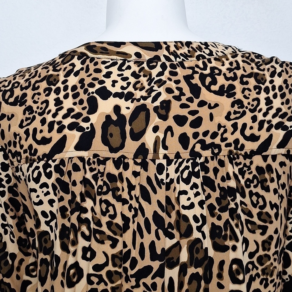 New Directions Brown Black Academia Animal Print Mobwife Relaxed Fit Blouse XL - Picture 6 of 14